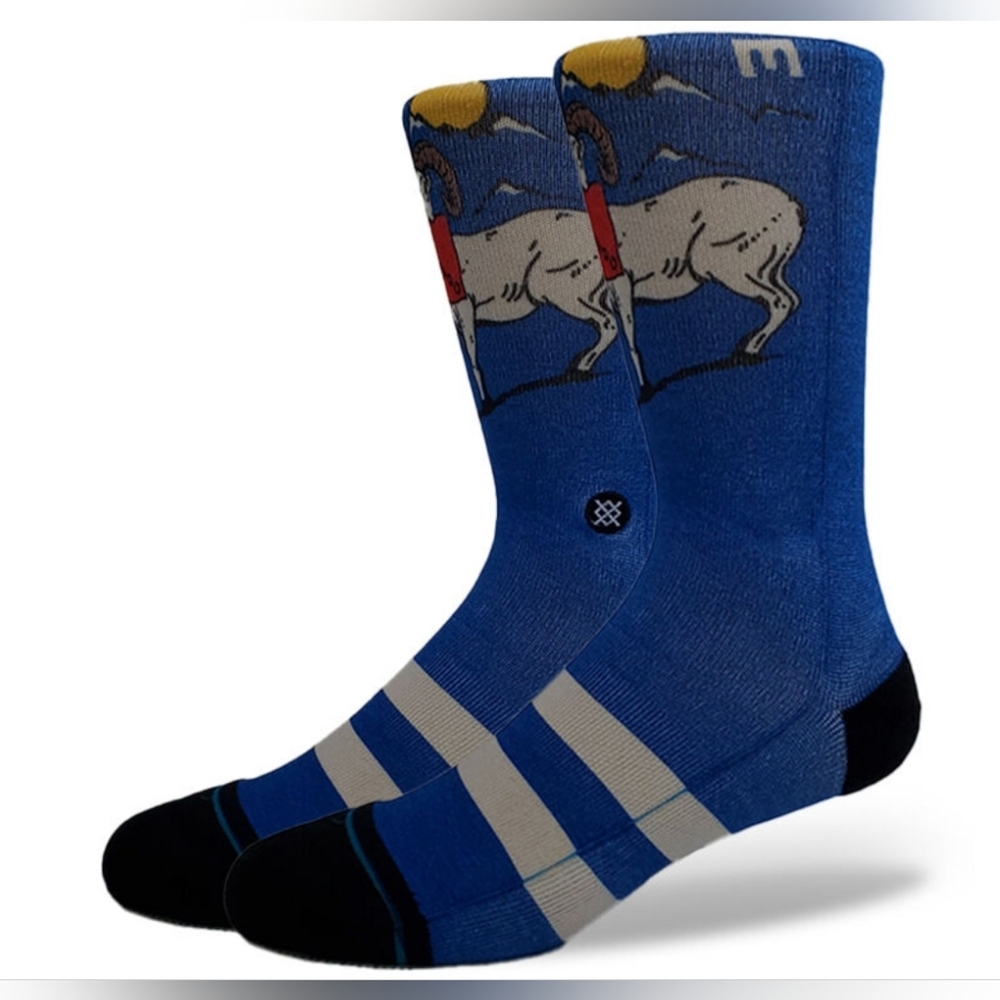 NWT Stance Colorado Poly Crew Socks Size Large Blue Black